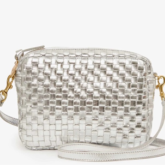 NWT Clare V. Metallic Silver woven Crossbody Bag - Picture 3 of 5